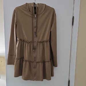 Soft Brown Zippered Fall Jacket With Hood. Like New Condition! CUTE!